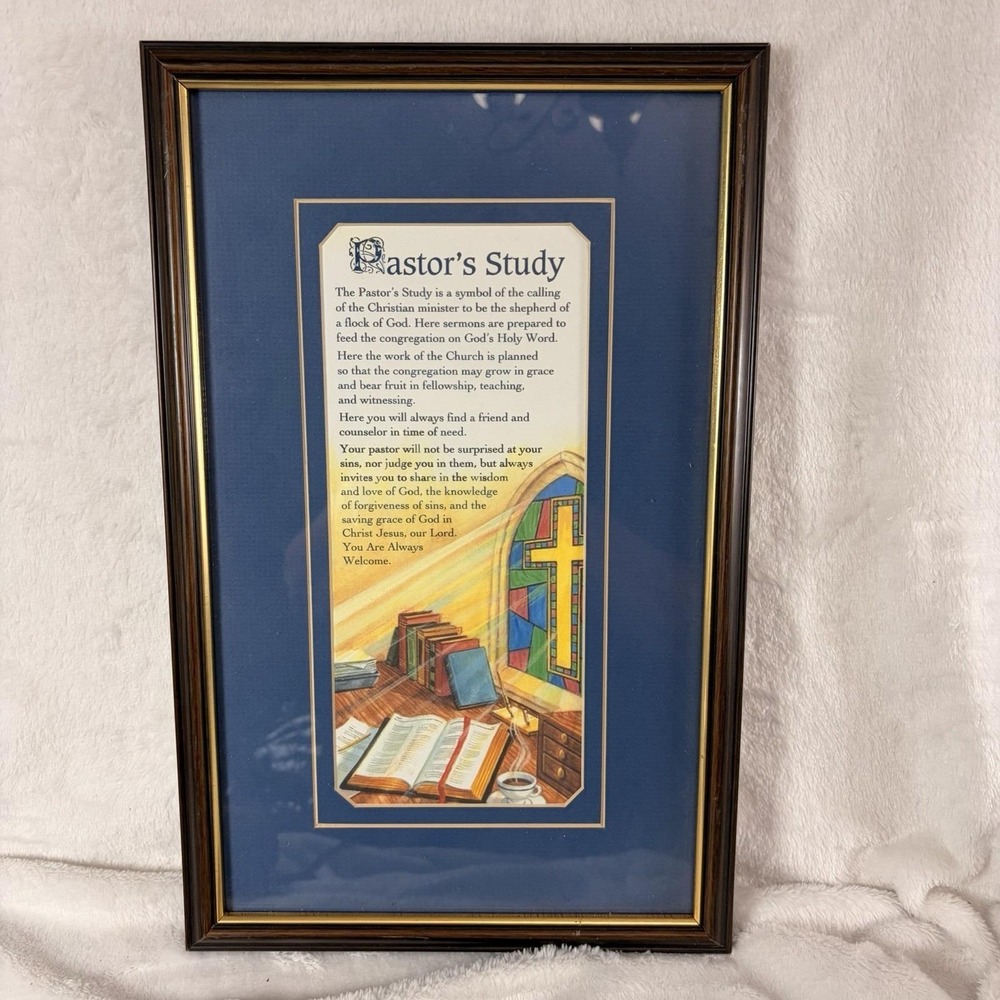 Vintage 00s Pastor's Study‎ Framed Poem Christian Clergy Appreciation Gift GVC